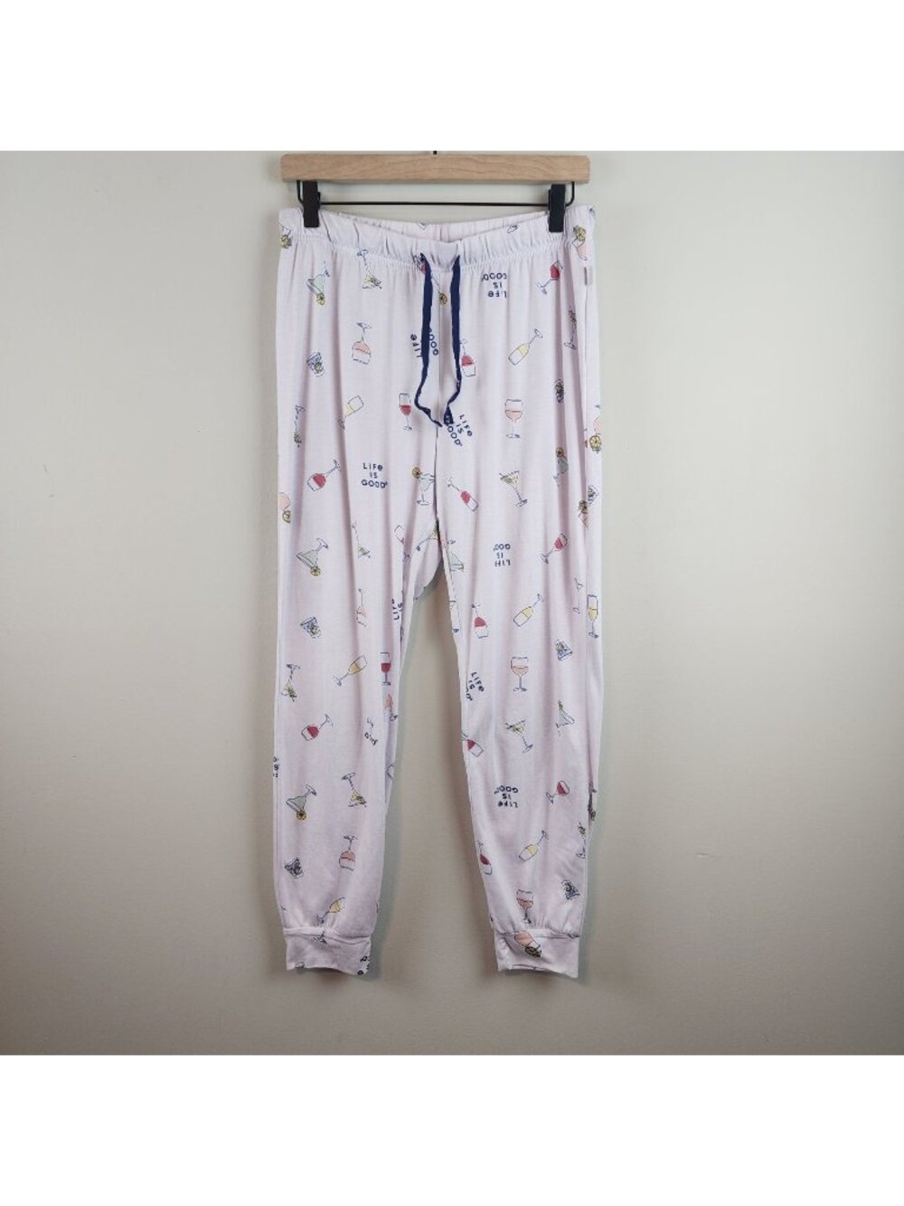 Life is Good pajama pants loungewear alcoholic beverages wine print sz M